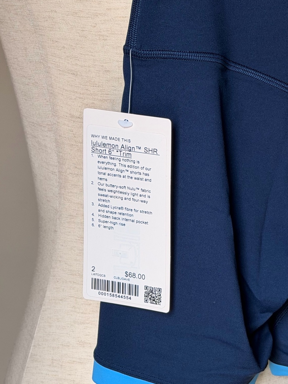 lululemon athletica Navy High-Waisted 6” Biker Shorts with Light Blue Trim - Picture 5 of 6